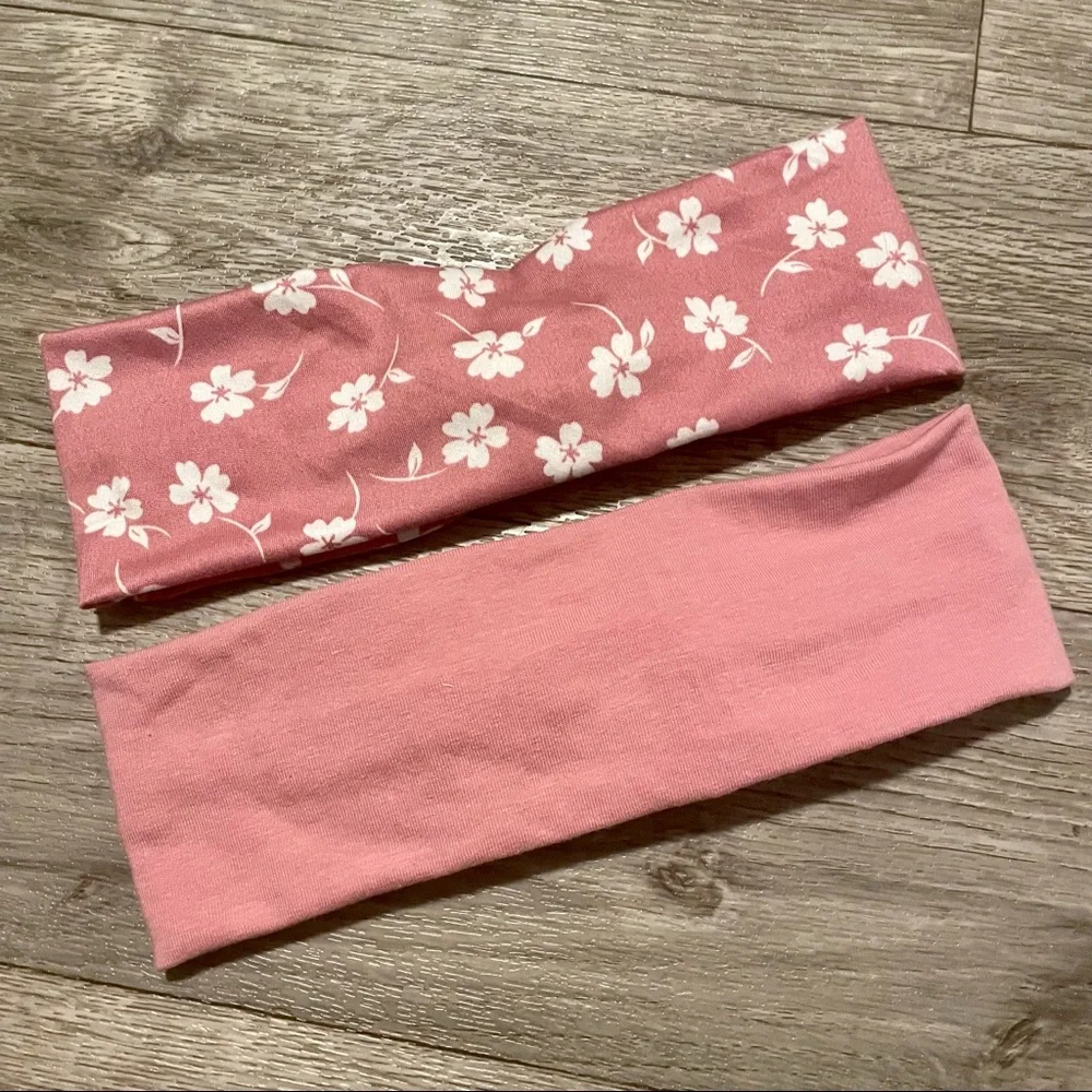 Blush Pink Spring Floral Twisted Wide Headbands NEW